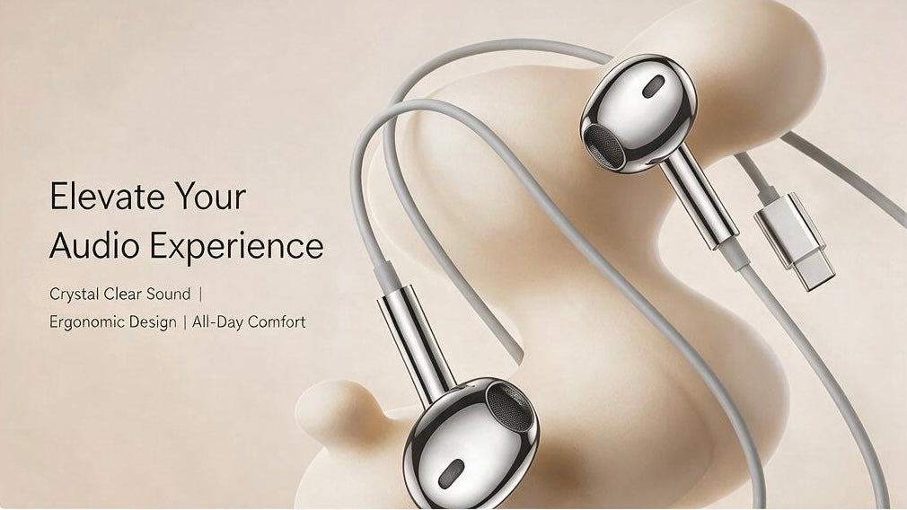 Electroplated Silver Glossy Wired Headphones