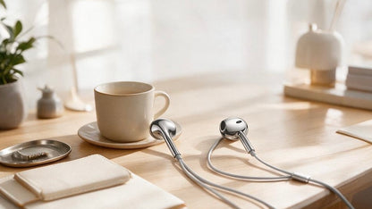 Electroplated Silver Glossy Wired Headphones