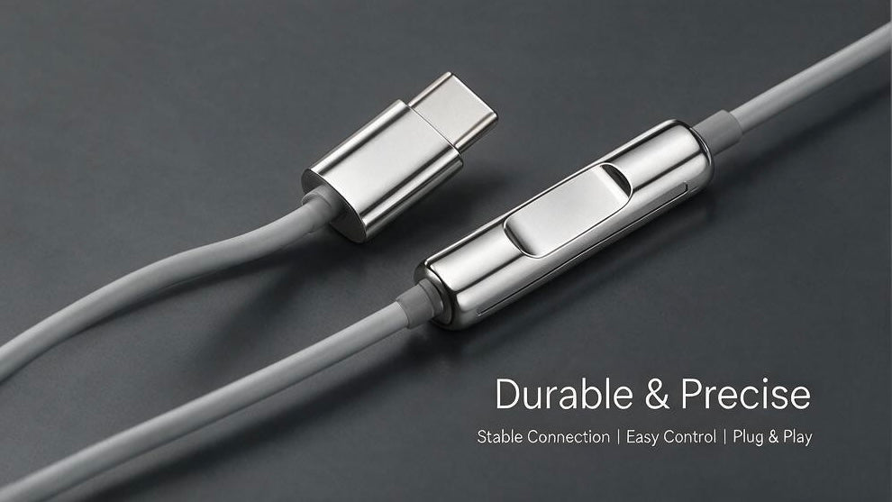 Electroplated Silver Glossy Wired Headphones